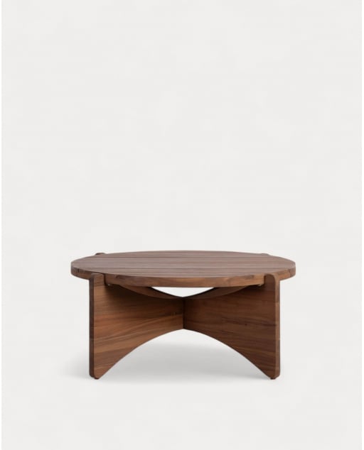 Mesa de Centro Redonda para Exterior em Madeira de Acácia (Ø80 cm) Lorent - Madeira de Acácia Média
