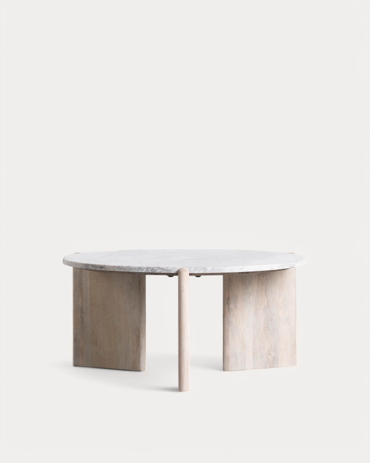 Mesa de Centro Redonda em Madeira de Mangueira e Mármore (Ø86 cm) Crecia, imagem de galeria 1