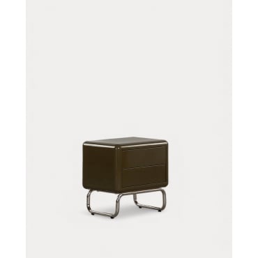 Pack 2 Mesinhas de Cabeceira com Gavetas de Madeira e Metal (55x40 cm) Candela Colours Verde Nori - The Masie