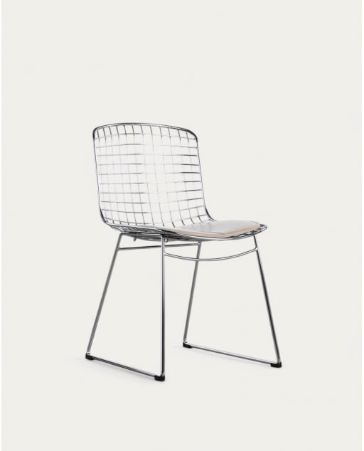 Cadeira de Jantar de Metal com Encosto Alto Aras - Branco