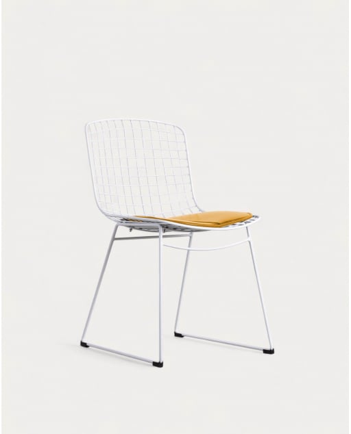 Cadeira de Jantar de Metal com Encosto Alto Aras - Branco