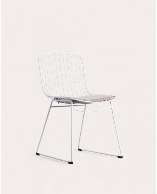 Cadeira de Jantar de Metal com Encosto Alto Aras - Branco