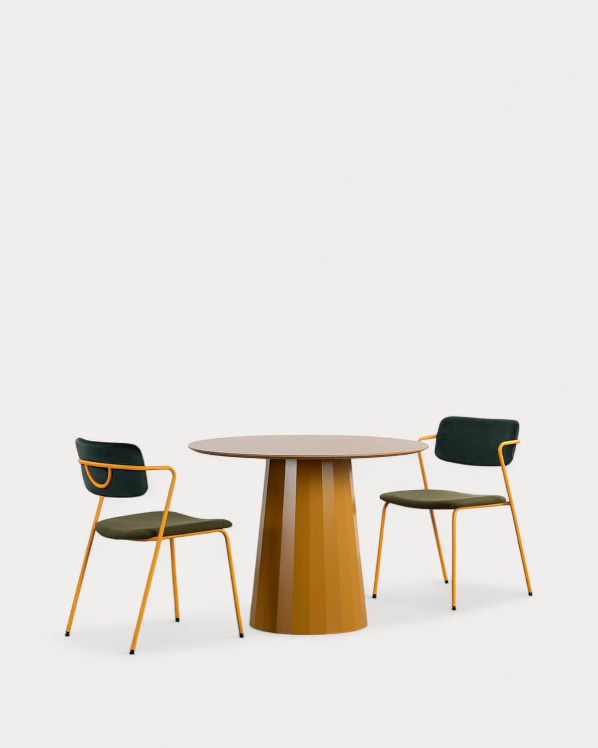 Conjunto de Mesa de Jantar Redonda (Ø100 cm) Irem e 2 Cadeiras em Tecido Irun, imagem de galeria 1