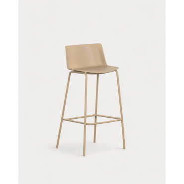 Banqueta Alta para Exterior em Polipropileno e Metal (74 cm) Meivy Castanho Clay - The Masie