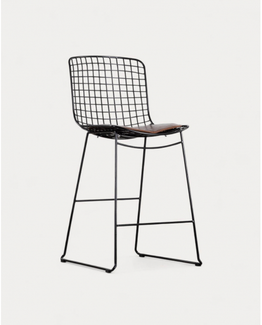 Banco alto 65 cm em metal Aras Encosto Alto - Preto