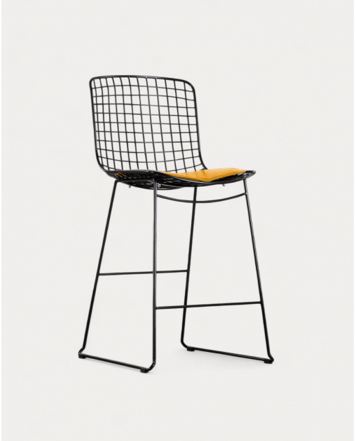 Banco alto 65 cm em metal Aras Encosto Alto - Preto