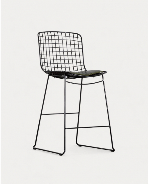 Banco alto 65 cm em metal Aras Encosto Alto - Preto