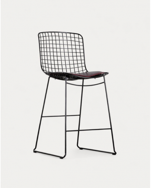 Banco alto 65 cm em metal Aras Encosto Alto - Preto