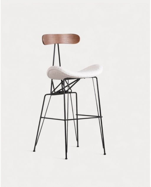 Banco alto 75 cm em tecido e madeira Brunela - Blanco Egg White