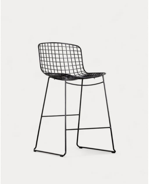 Banqueta Alta de Metal (65 cm) Respaldo Bajo Aras - Preto
