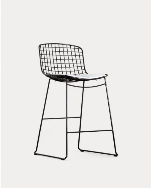 Banqueta Alta de Metal (65 cm) Respaldo Bajo Aras - Preto