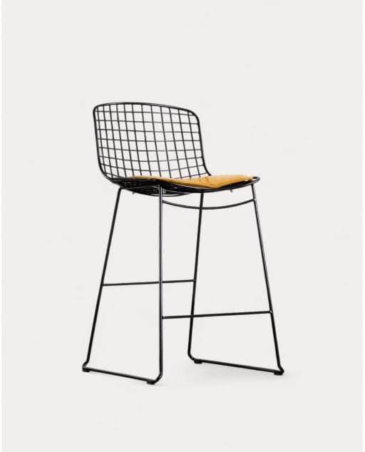 Banco Alto de Metal com Encosto Baixo (66 cm) Aras - Preto