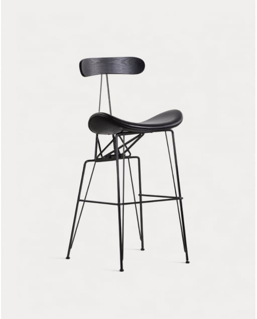 Banqueta alta Brunela em couro sintético e madeira (75 cm)