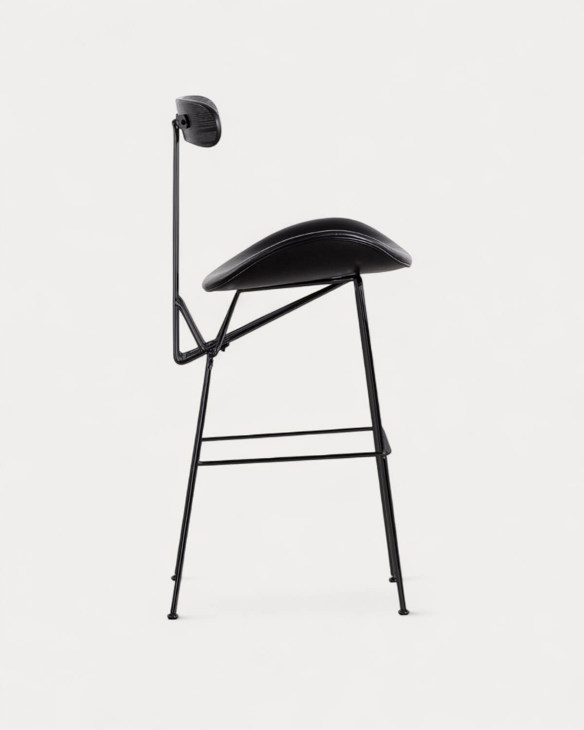 Pack 2 Bancos Altos em Pele e Madeira (76 cm) Brunela, imagem de galeria 2