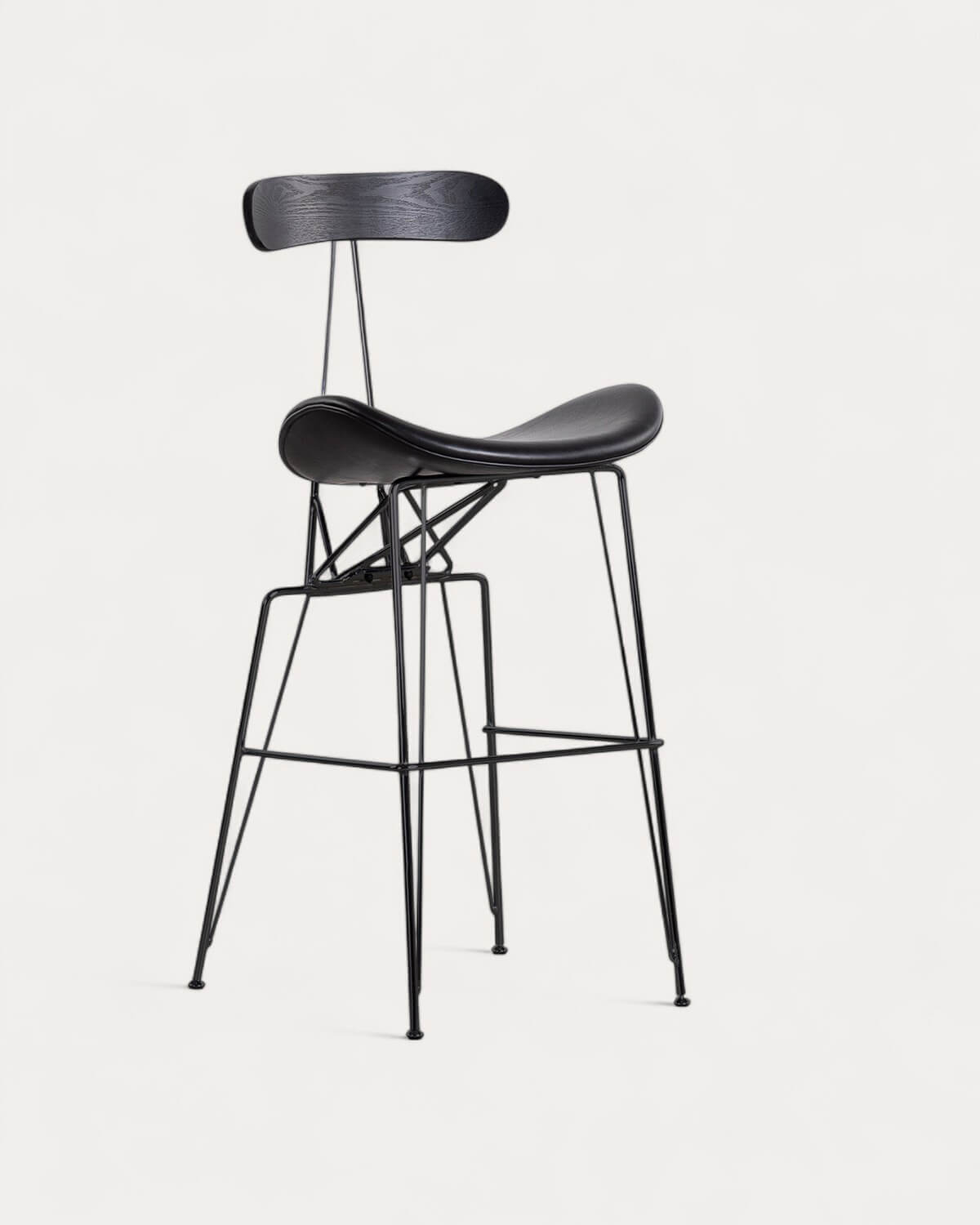 Pack 4 Bancos Altos em Couro Sintético e Madeira (76 cm) Brunela, imagem de galeria 1