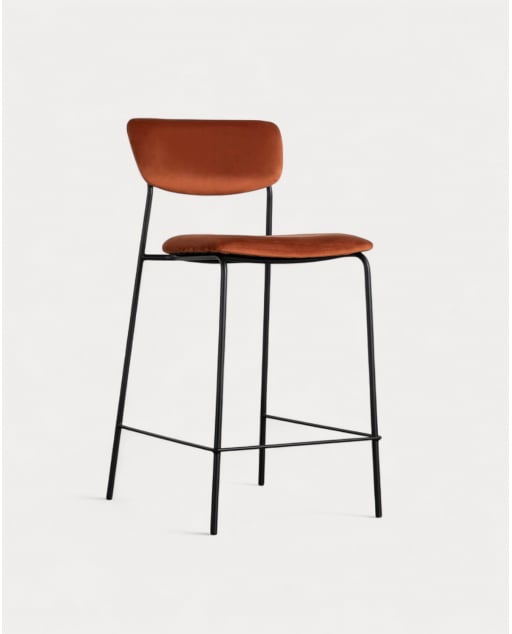 Banqueta alta Morgan em metal e veludo (70 cm)