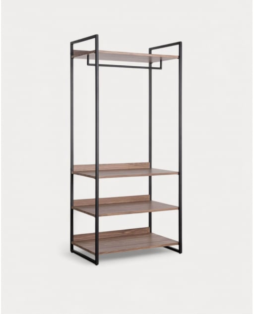 Cabide de Pé com Prateleiras em Madeira e Metal (180x80 cm) Mirey