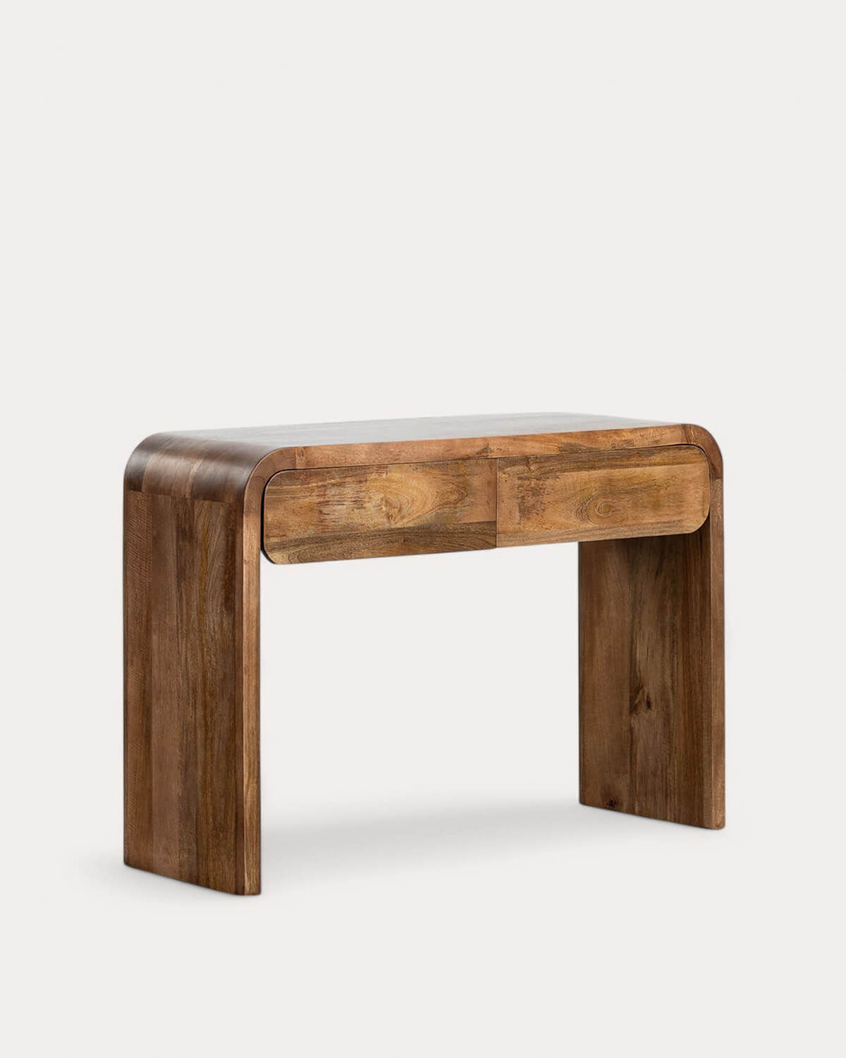 Consola de entrada retangular com 2 gavetas 120x40 cm de madeira de mangueira Vanile, imagem de galeria 1