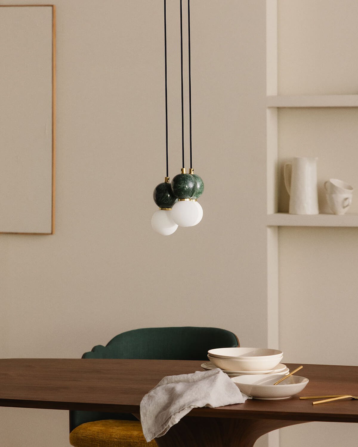 Candeeiro de Teto Metálico 3 Pontos de Luz com Mármore Valenes, imagem de galeria 2