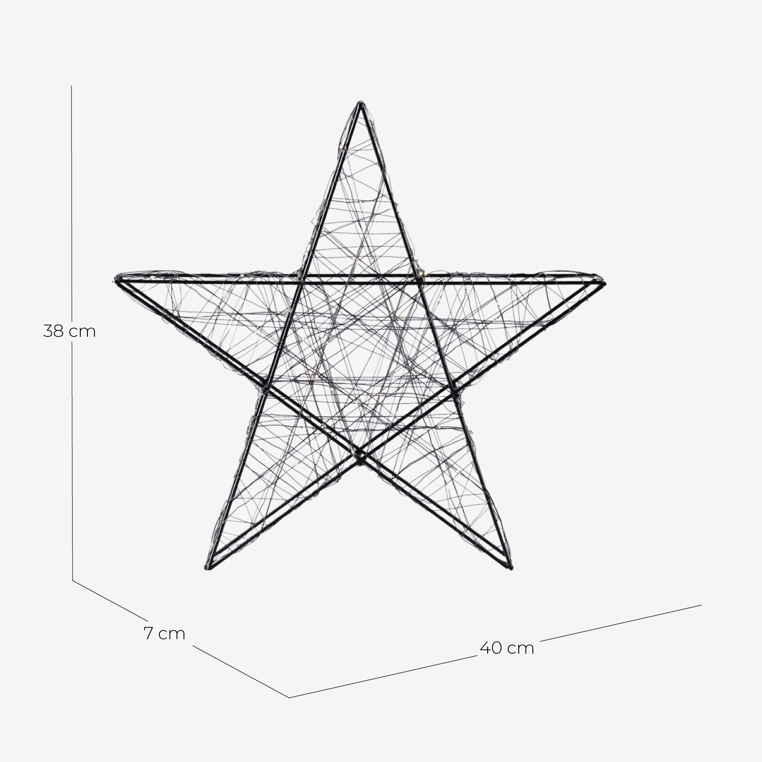 Figura Decorativa com Luzes LED de Metal Adak, Medidas