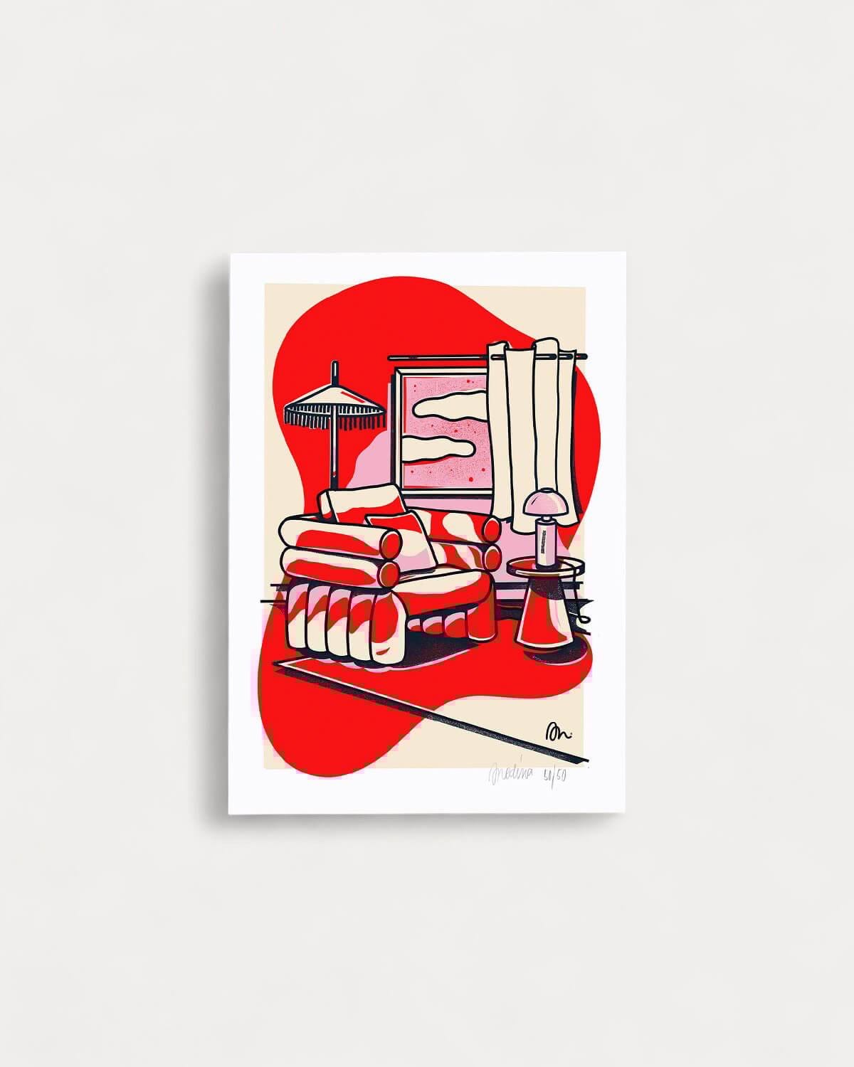 Ilustração Decorativa (29,7x42 cm) Red Misty por Medina Òscar. Edição Limitada, imagem de galeria 1