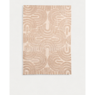 Tapete feito à mão em poliéster (236x165 cm) Zanas Bege Seashell - The Masie