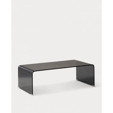Mesa de Centro Rectangular em Vidro Temperado (120x60 cm) Curve Vidro preto - The Masie
