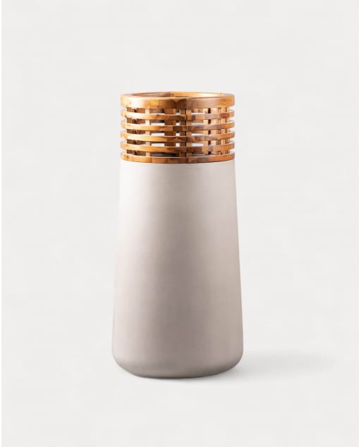 Vaso em Cimento e Madeira de Acácia 3XL (104xØ46 cm) Hazan