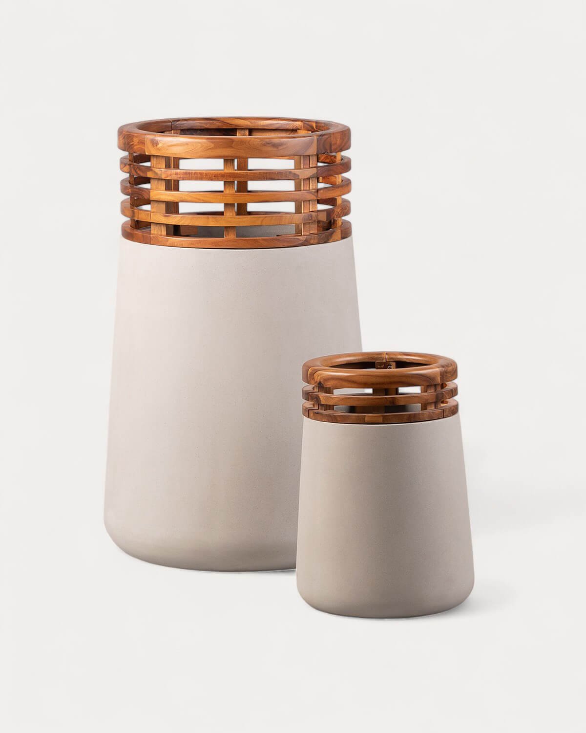 Vaso em Cimento e Madeira de Acácia XXL (80xØ48 cm) Hazan, imagem de galeria 4