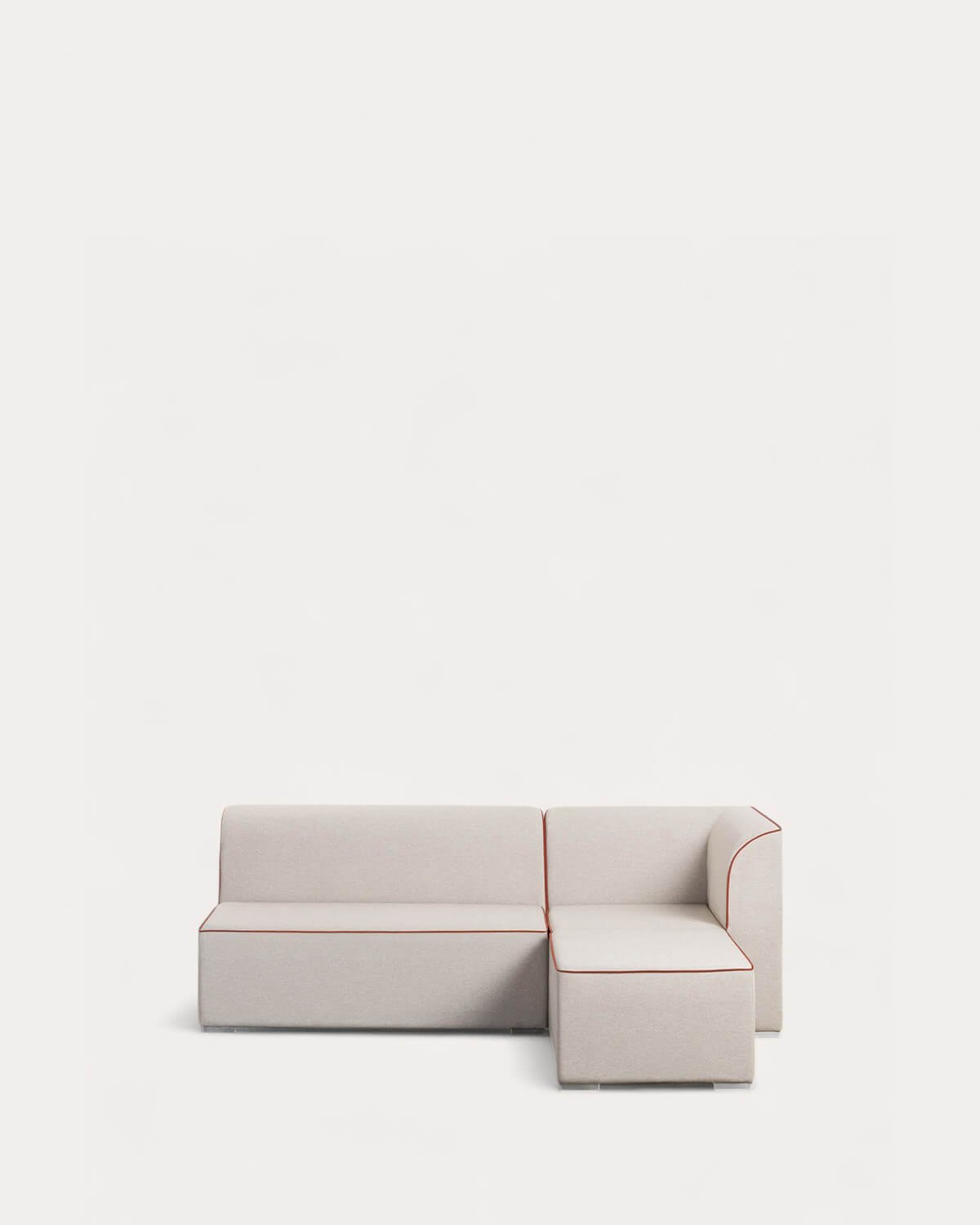 Sofá de Jardim Modular 2 Peças Sofá de 2 Lugares e Canto com Pufe de Tecido Lagos