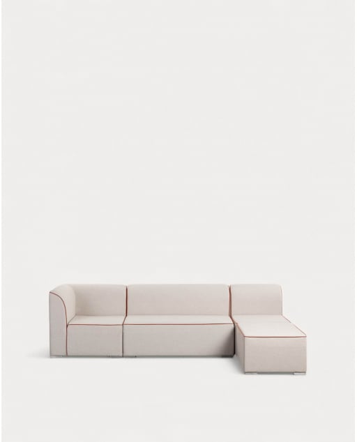 Sofá de Jardim Modular de Canto de 3 Peças com Sofá de 2 Lugares e Poltrona com Puff em Tecido Lagos