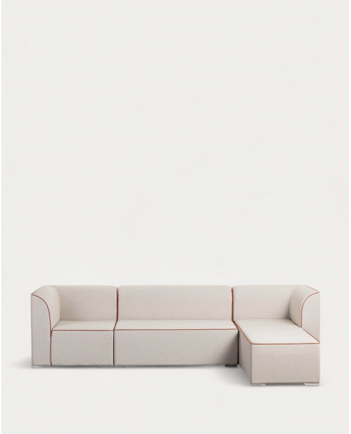 Sofá de Jardim Modular 3 Peças com 2 Cantos e Sofá de 2 Lugares com Puff em Tecido Lagos