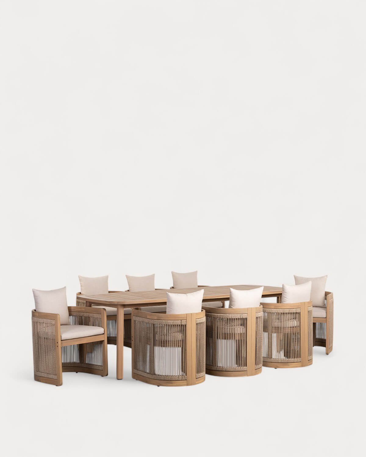 Conjunto de Mesa Retangular Marla (240x100 cm) e 8 Cadeiras em Madeira de Acácia de Exterior Mirla, imagem de galeria 1