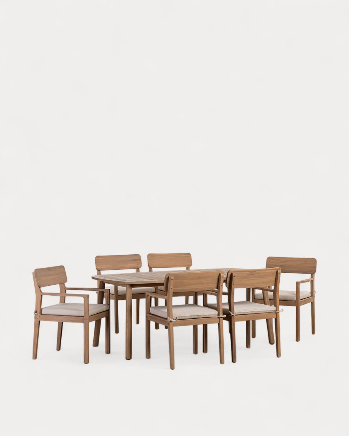 Conjunto de Mesa Retangular (180x100 cm) e 6 Cadeiras em Madeira de Acácia com Braços de Exterior Marla, imagem de galeria 1