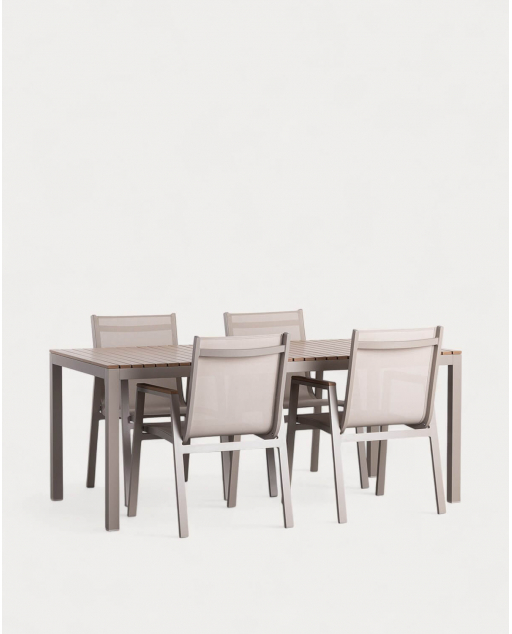 Set de Mesa de Alumínio (180x90 cm) e 4 Cadeiras para Área Externa Korce