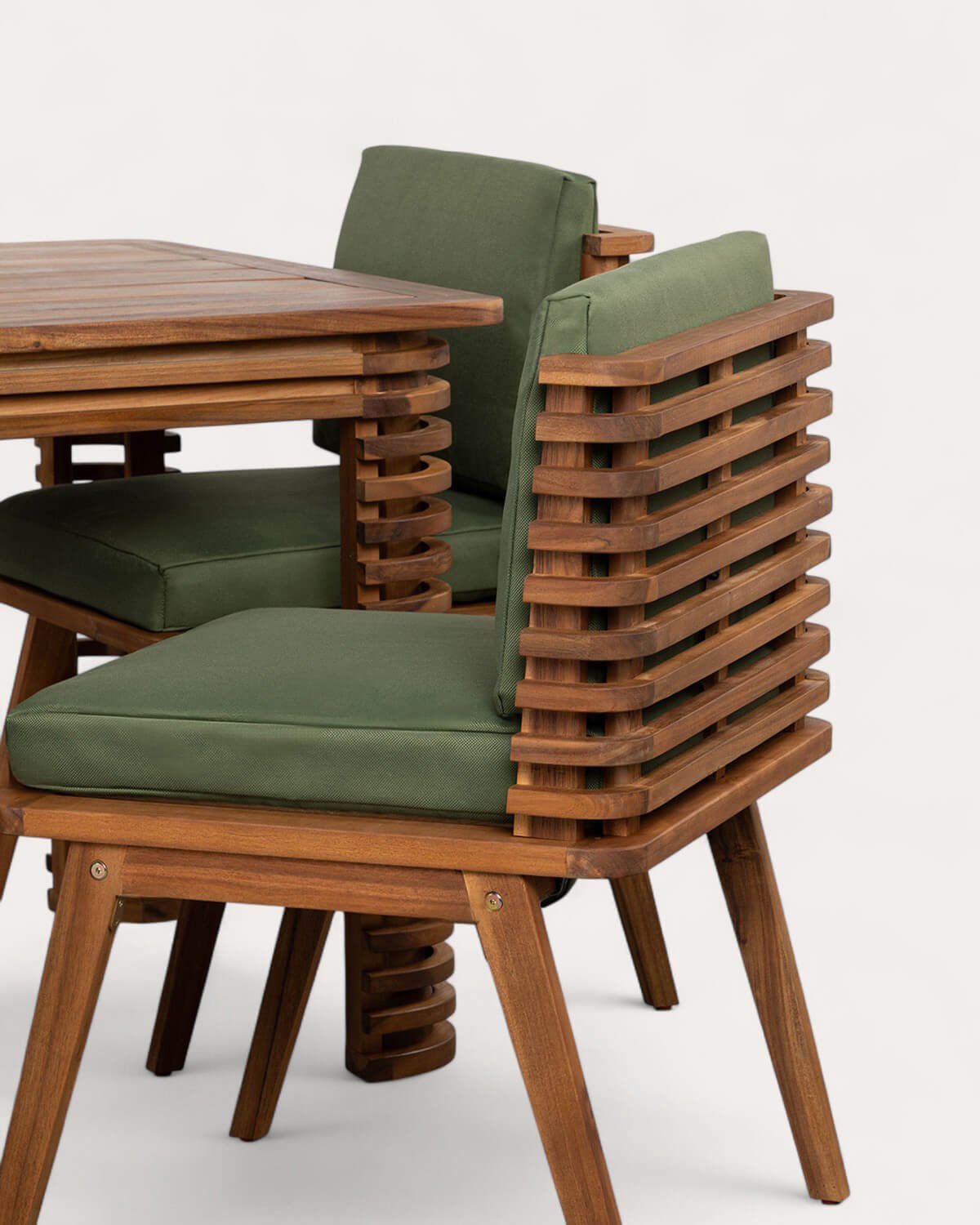 Conjunto de Mesa Retangular (180x90 cm) e 6 Cadeiras em Madeira de Acácia e Tecido para Exterior Hazan, imagem de galeria 5