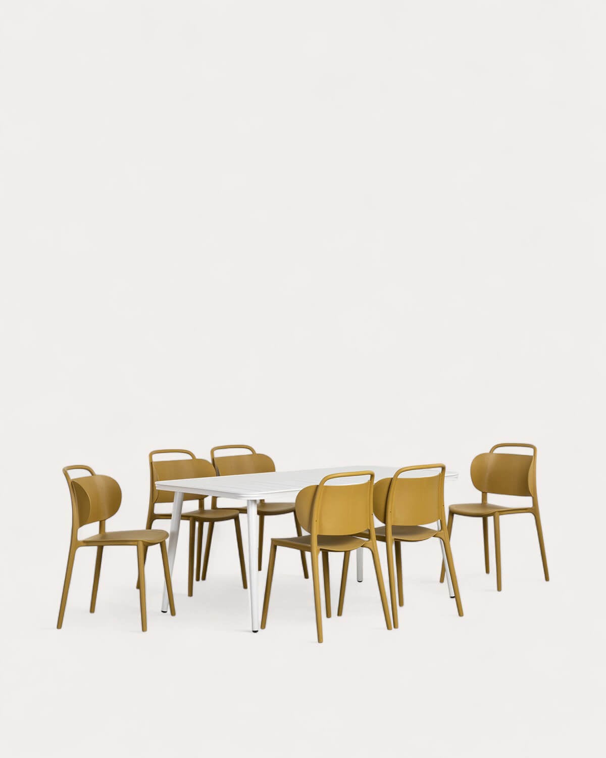 Conjunto de Mesa Retangular de Alumínio (160x90 cm) Cancun e 6 Cadeiras de Polipropileno para Área Externa Kole, imagem de galeria 1