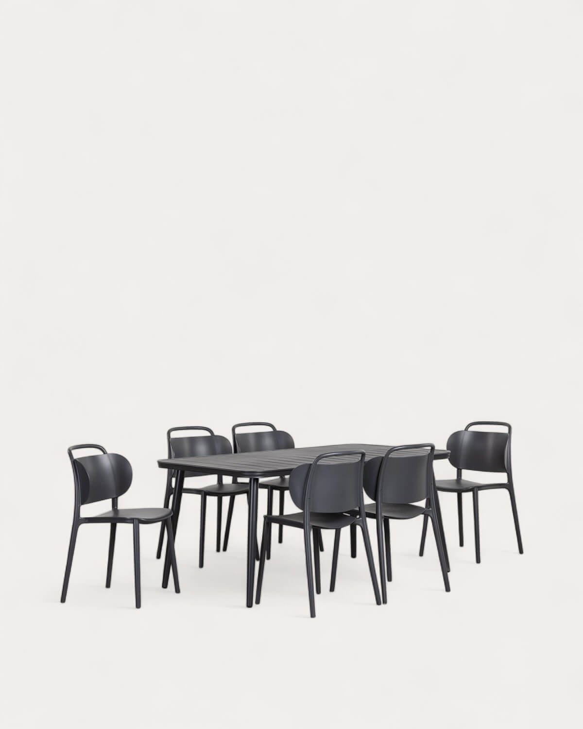 Conjunto de Mesa Retangular de Alumínio (160x90 cm) Cancun e 6 Cadeiras de Polipropileno para Área Externa Kole, imagem de galeria 1