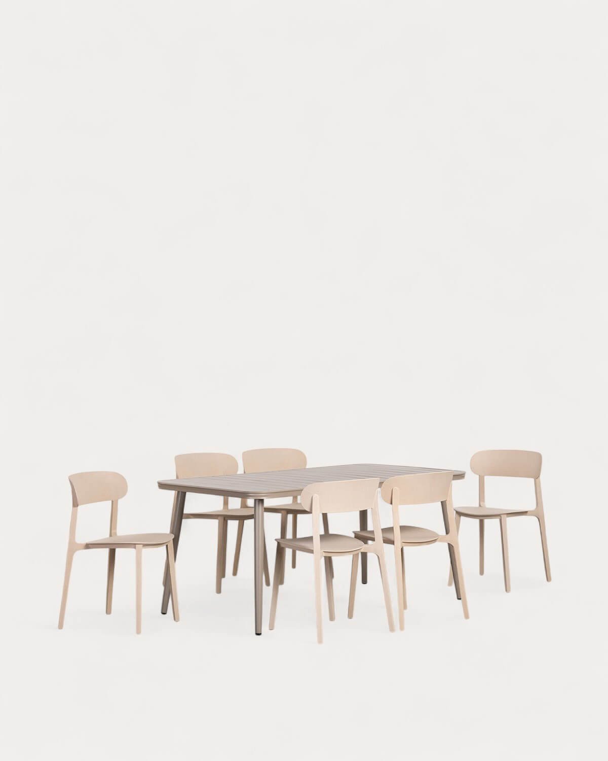 Conjunto de Mesa Retangular de Alumínio (160x90 cm) Cancun e 6 Cadeiras de Polipropileno para Área Externa Briel, imagem de galeria 1