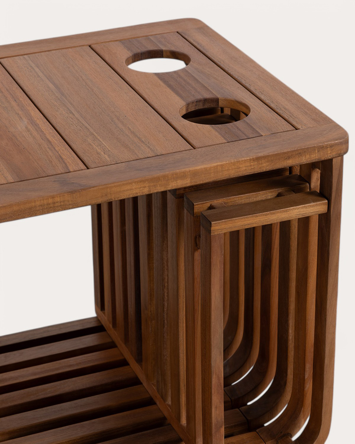 Set de 2 Espreguiçadeiras e Mesa Lateral em Madeira de Acácia (45x45 cm) Hazan, imagem de galeria 5