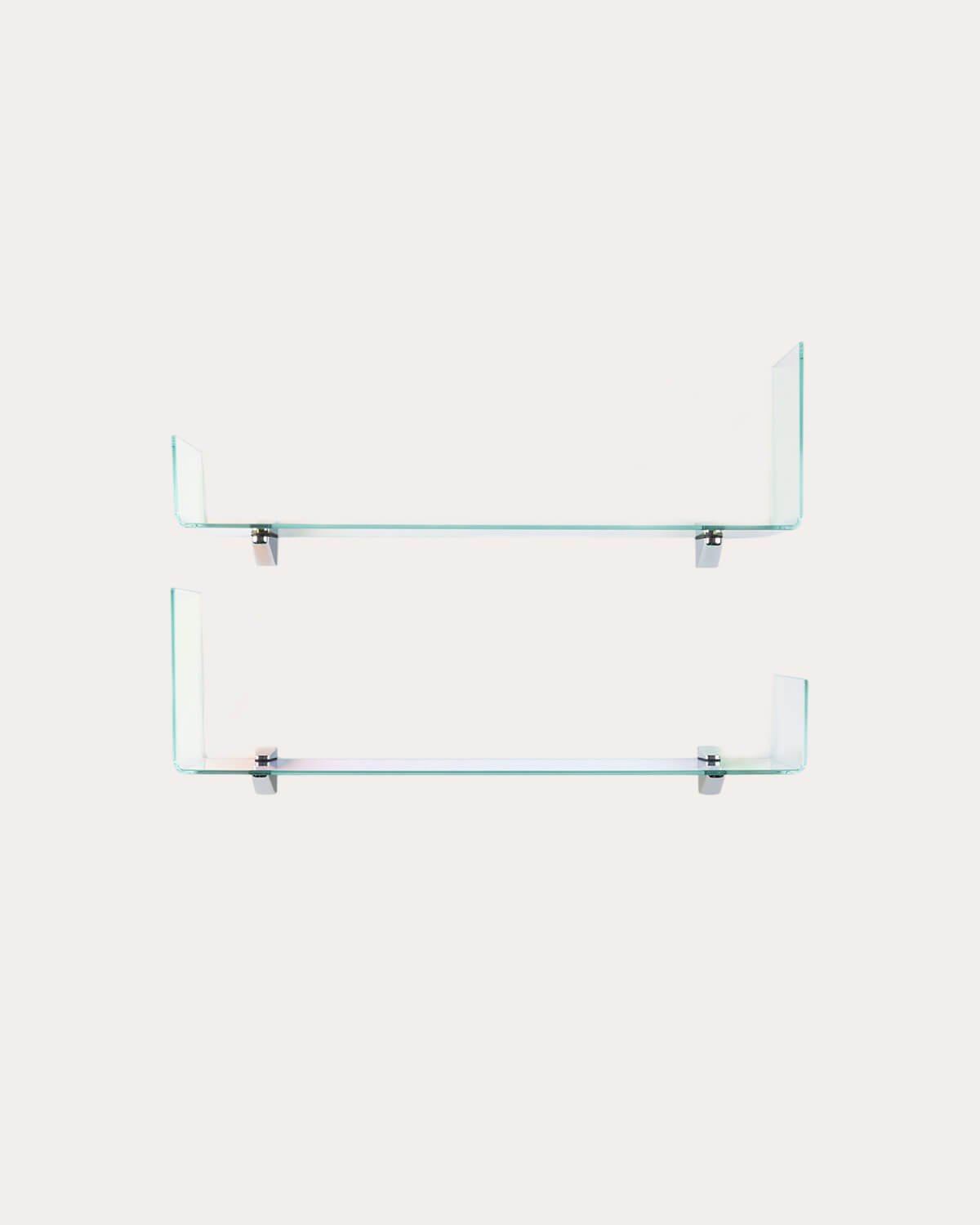 Conjunto de 2 Estantes de Parede em Vidro Curvado em L Iris, imagem de galeria 2