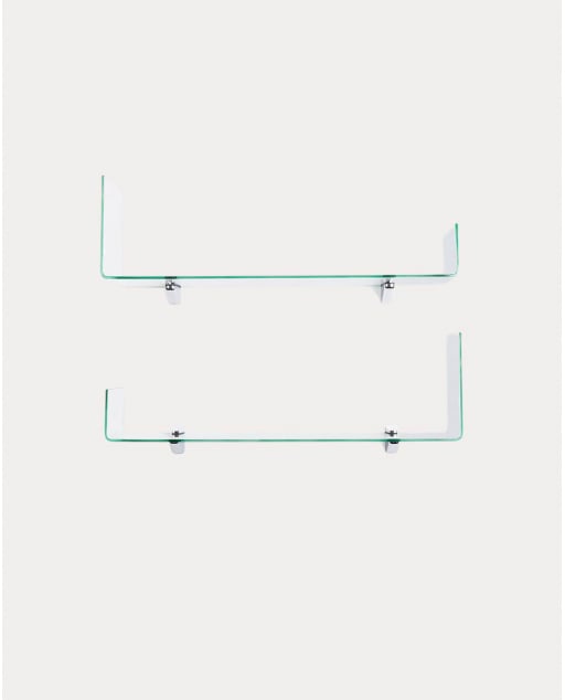 Conjunto de 2 Estantes de Parede em Vidro Curvado em L Iris