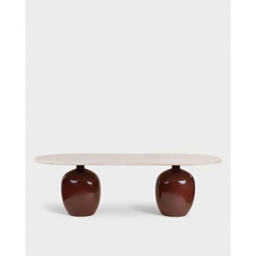 Mesa de Jantar Oval de Cimento (245x110 cm) Uxue Vermelho Tinto - The Masie