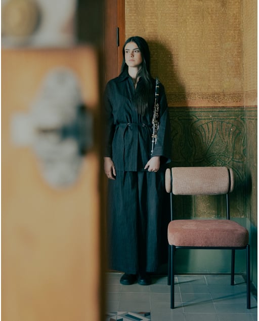 Cadeira de Jantar em Tecido e Metal Elin