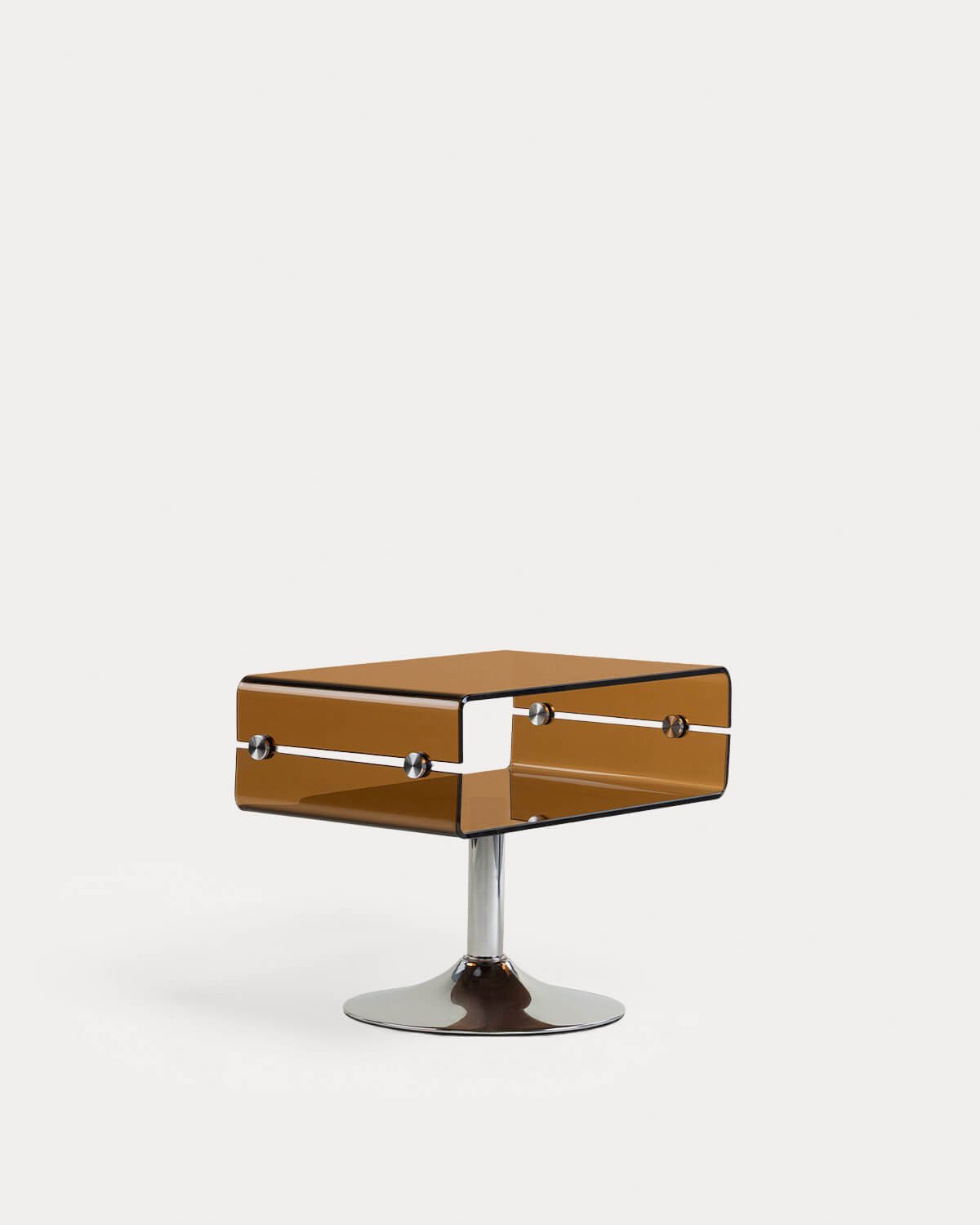 Mesa Lateral Retangular de Vidro e Metal (61x38 cm) Hedy, imagem de galeria 1