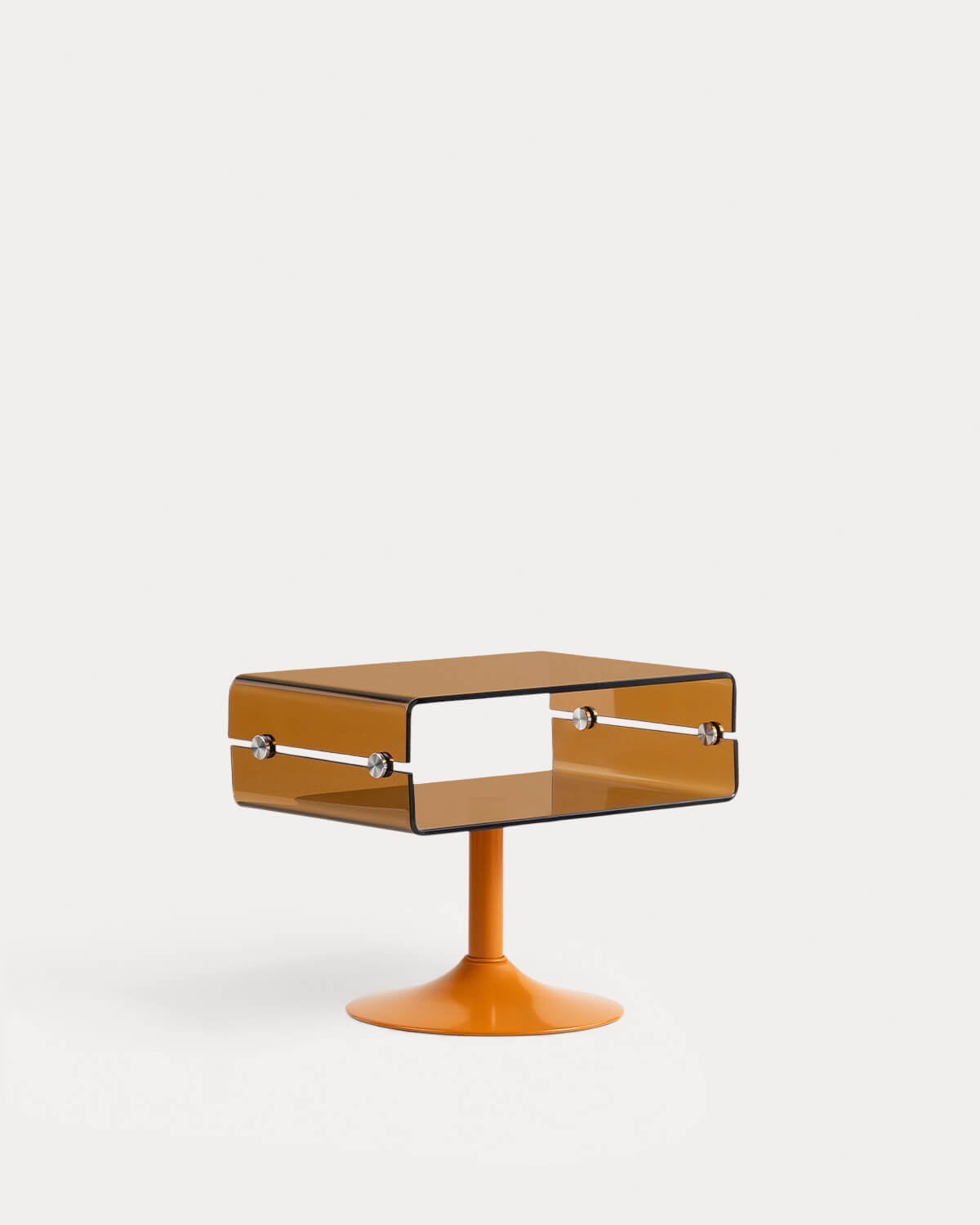 Mesa Lateral Retangular de Vidro e Metal (61x38 cm) Hedy, imagem de galeria 1