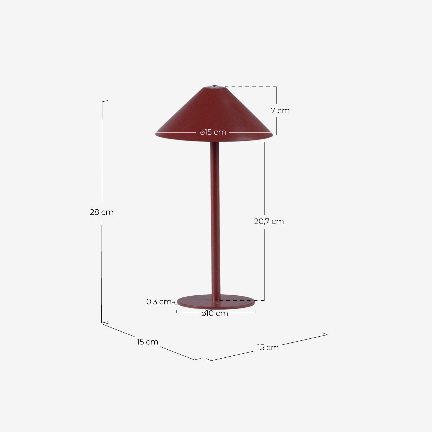 Luminária de Mesa LED Sem Fio Regulável para Exterior Gavi, Medidas