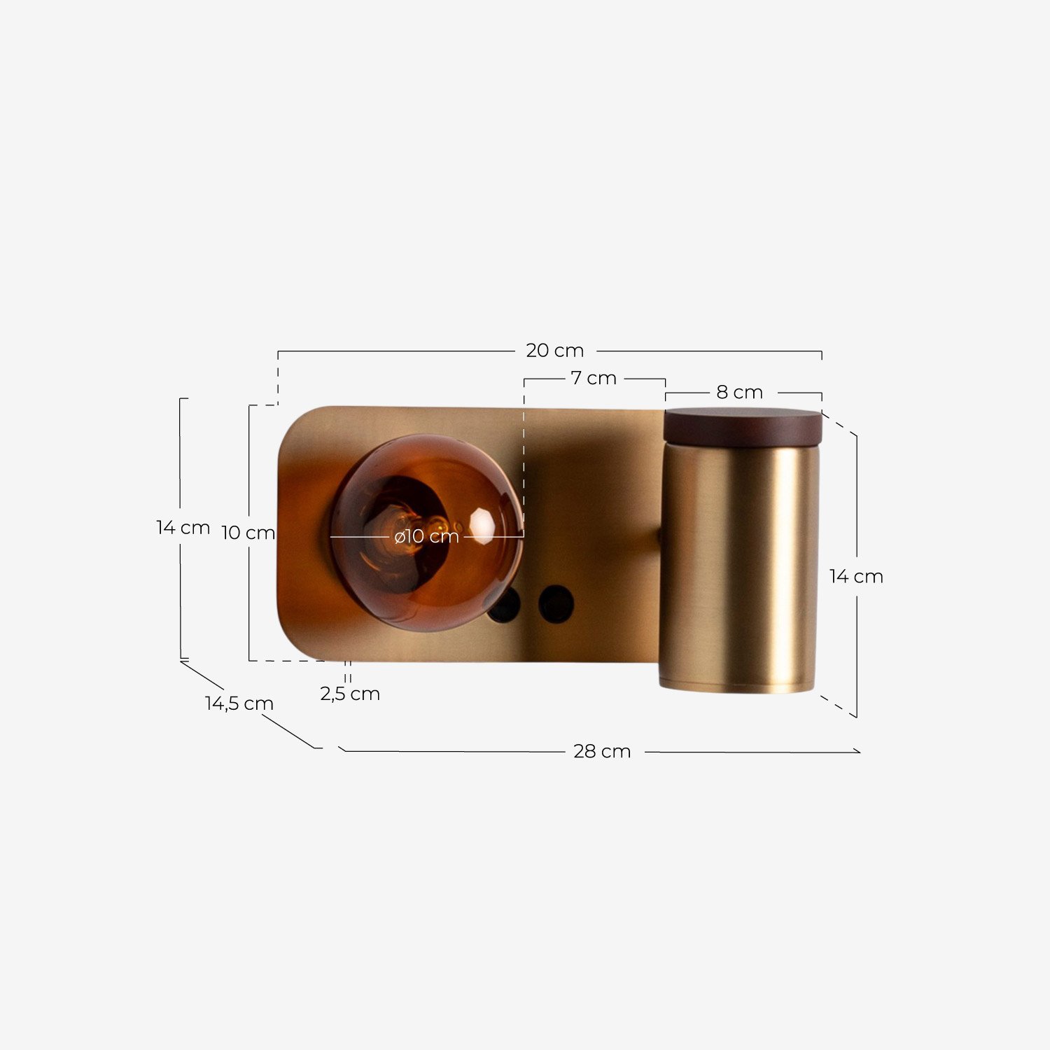 Aplique com 2 Pontos de Luz Caira, Medidas