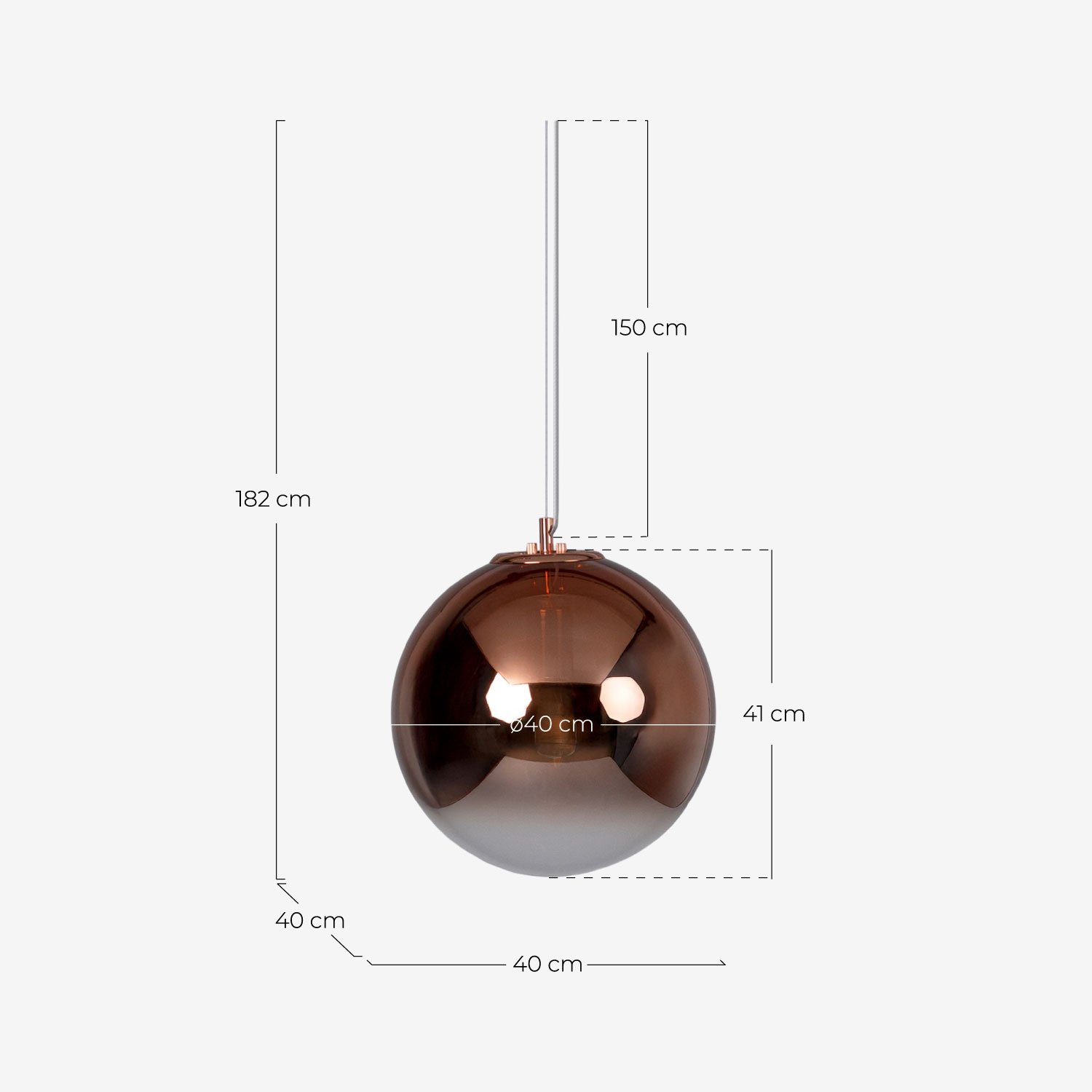 Candeeiro de Teto Cristal (Ø40 cm) Hita , Medidas