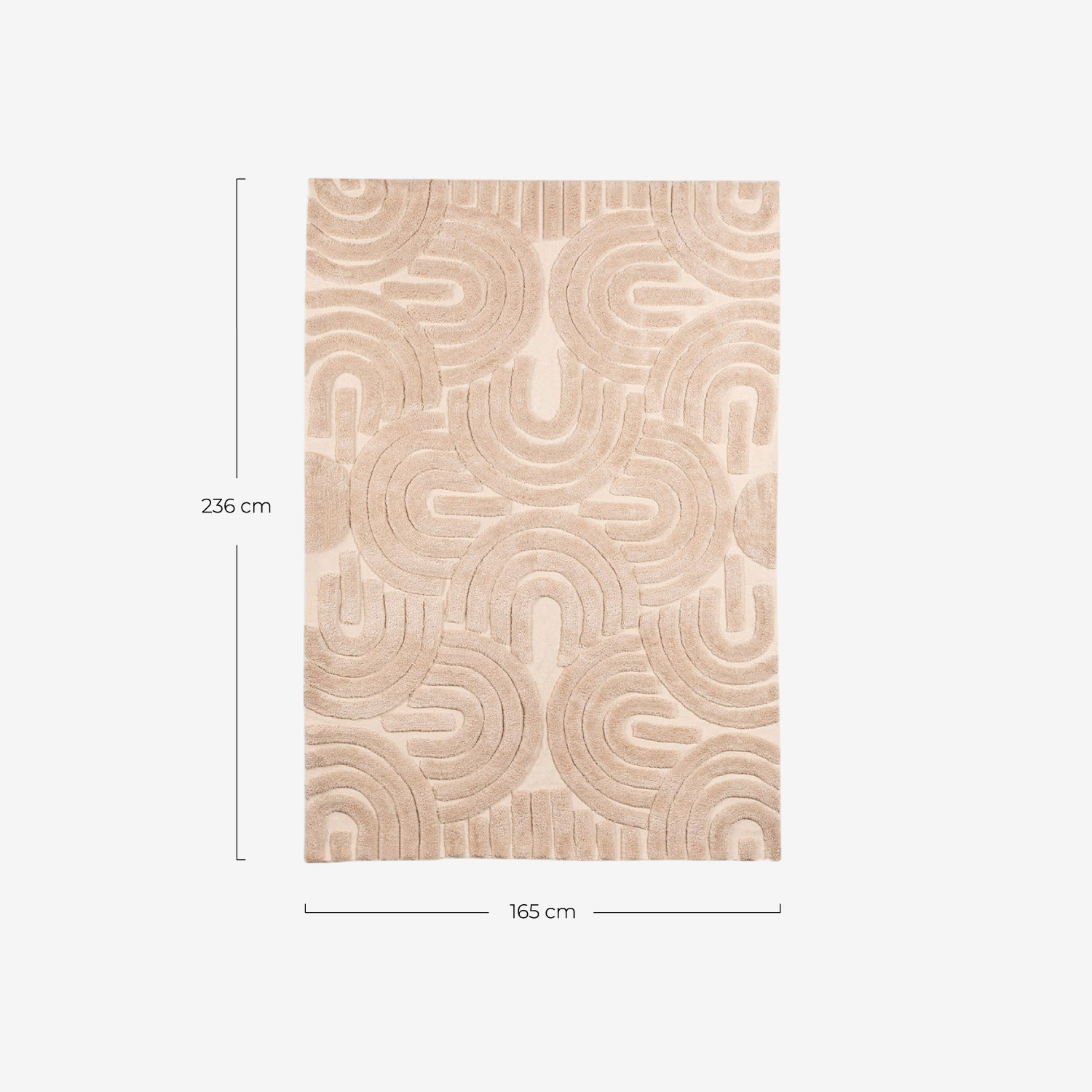 Tapete feito à mão em poliéster (236x165 cm) Zanas , Medidas